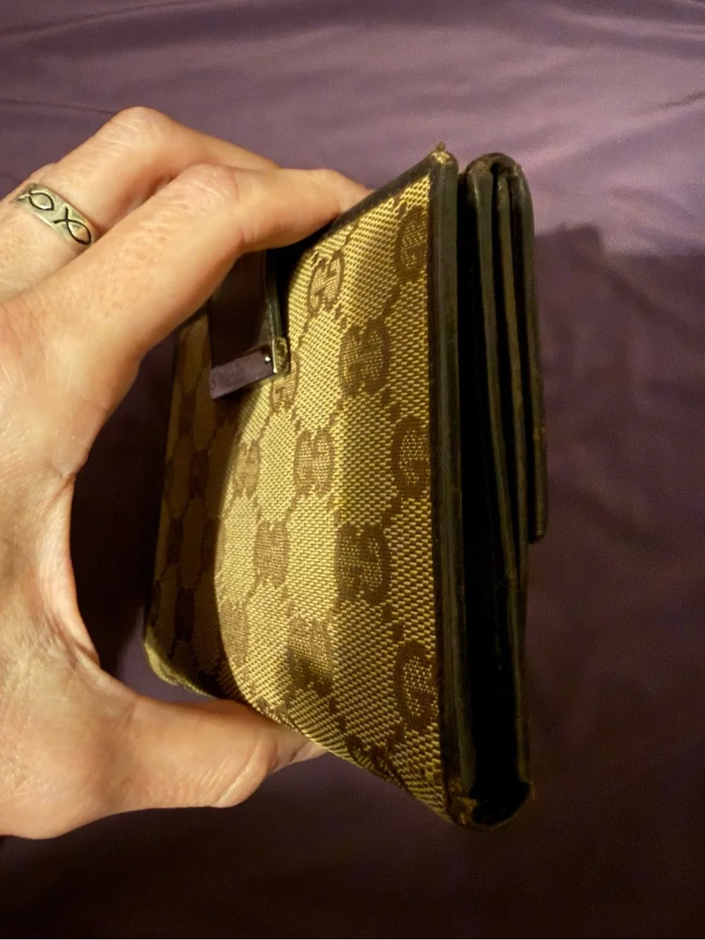 Gucci Beige and Brown GG Canvas Bifold Wallet